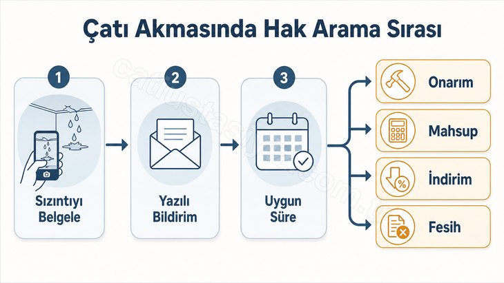Çatı akmasında kiracının bildirimden hak kullanımına ilerleyen karar sırası