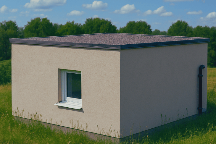 Düz çatılı ve bitümlü kaplama yapılmış çatı modeli