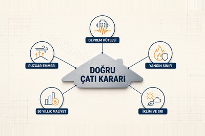 Doğru çatı kararını belirleyen deprem, rüzgâr, yangın, maliyet ve iklim ölçütleri