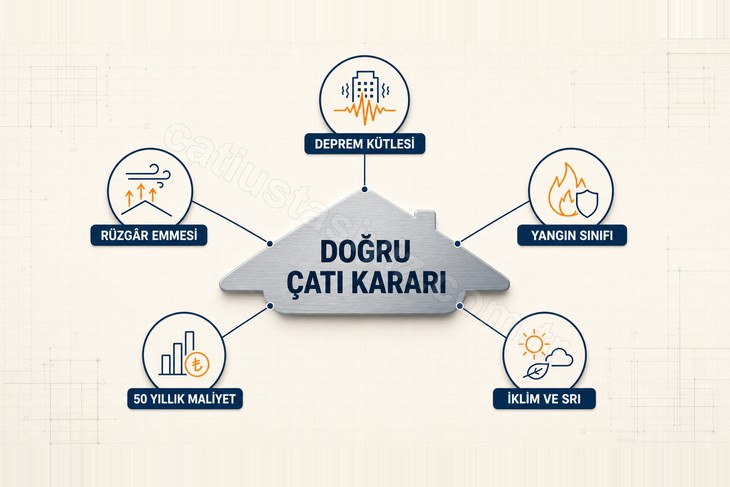 Doğru çatı kararını belirleyen deprem, rüzgâr, yangın, maliyet ve iklim ölçütleri