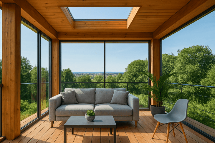 manzaralı ahşap teras kapatma modeli