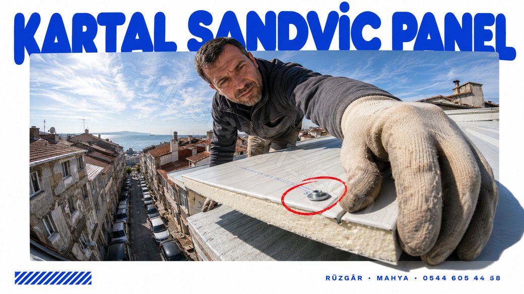 Kartal sahilindeki eski apartman çatısında panel bağlantısını inceleyen usta