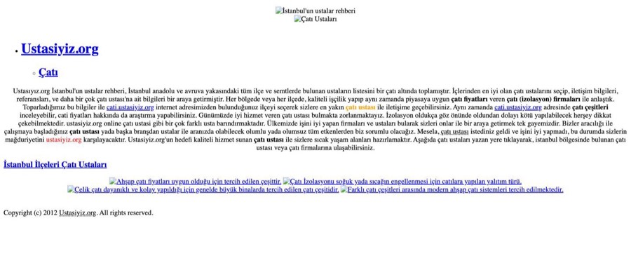 Sitenin 2013 yılındaki ana sayfası