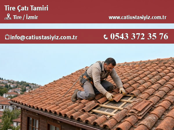 Tire çatı tamiri yapan çatı ustası